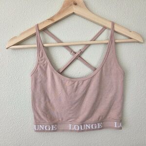 Lounge Underwear Basic Bralette Size S Tan Nude Longline Strappy Spell Out